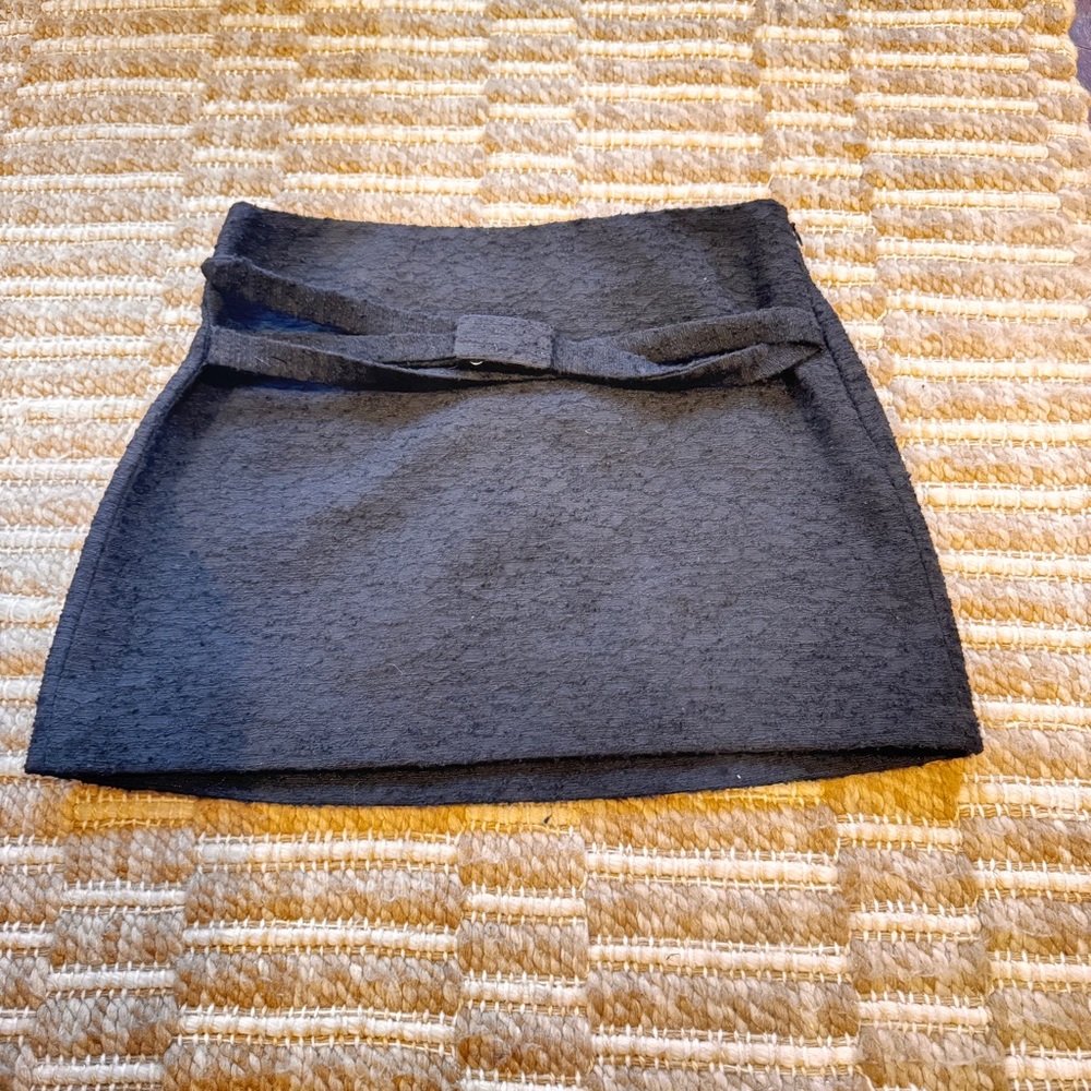 Mango Black Tie Front Pencil Mini Skirt